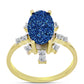 Anillo de Plata Bañada en Oro con Drusa Azul y Topacio Blanco
