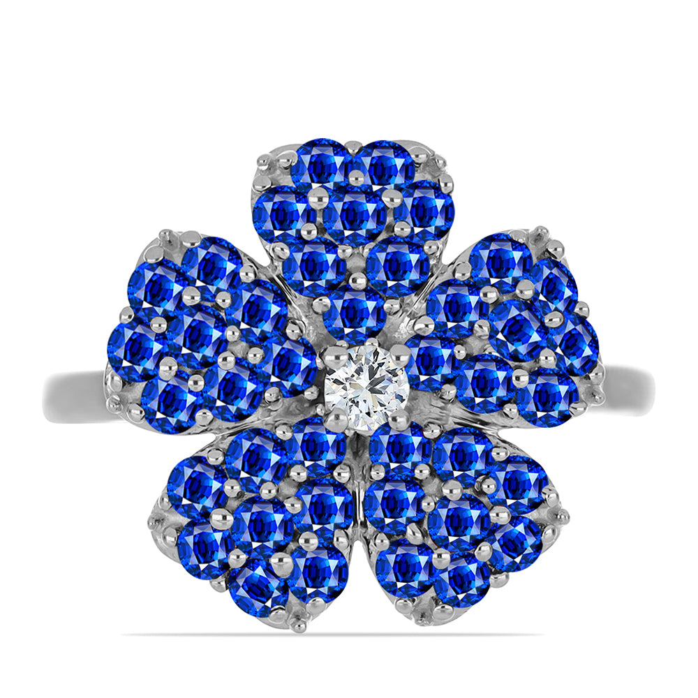 Anillo de Plata con Zafiro Azul Australiano y Topacio Blanco
