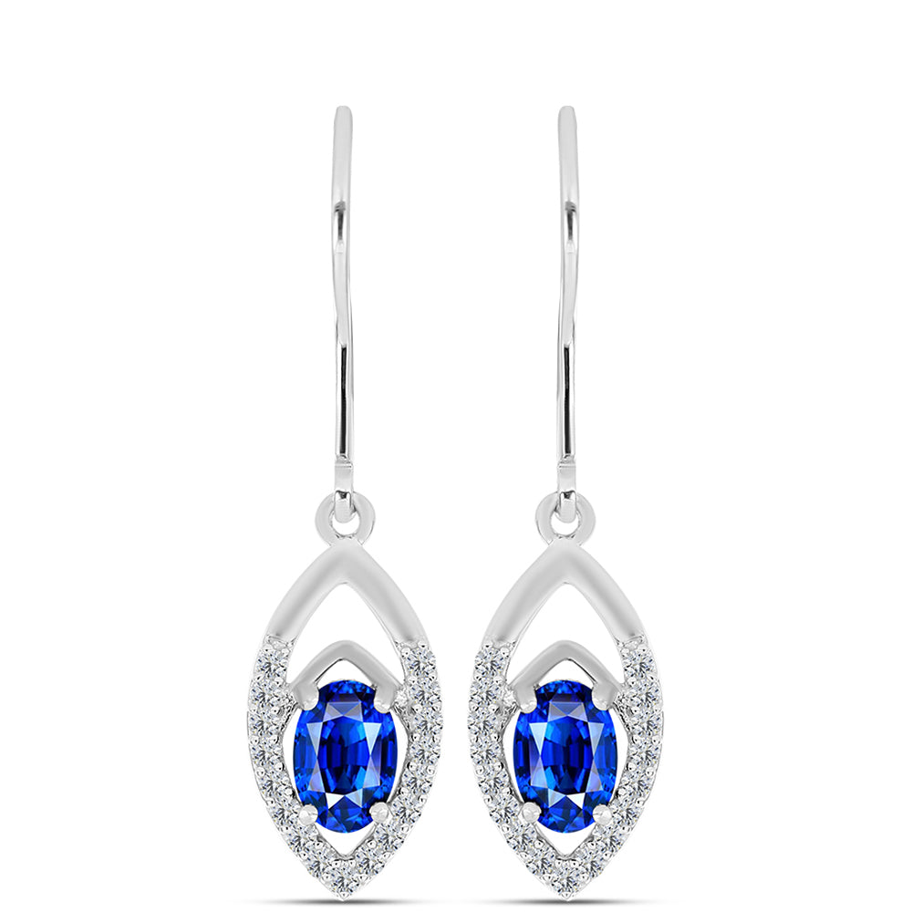 Pendientes de Plata con Zafiro Azul Australiano y Topacio Blanco