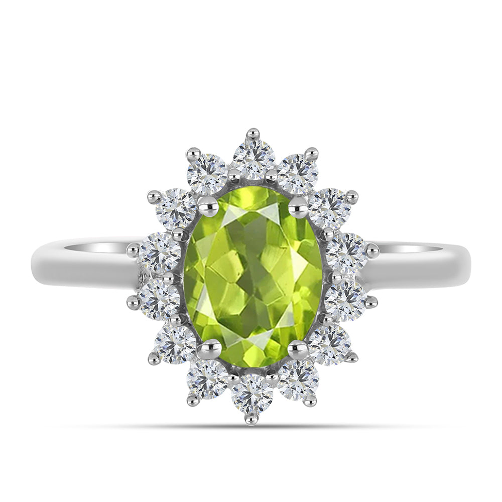 Anillo de Plata con Peridoto de Changbai y Topacio Blanco 1 