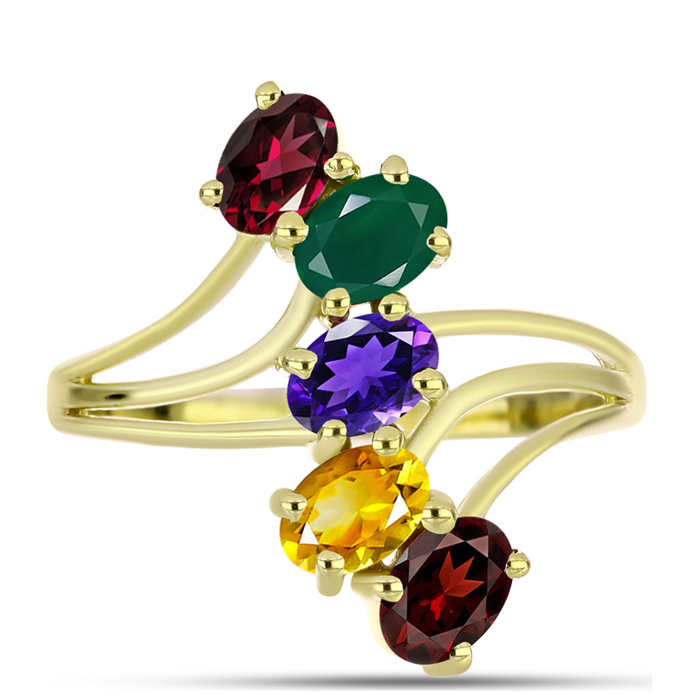 Anillo de Plata Bañada en Oro con Amatista de Marruecos y Citrino de los Montes Urales 1 