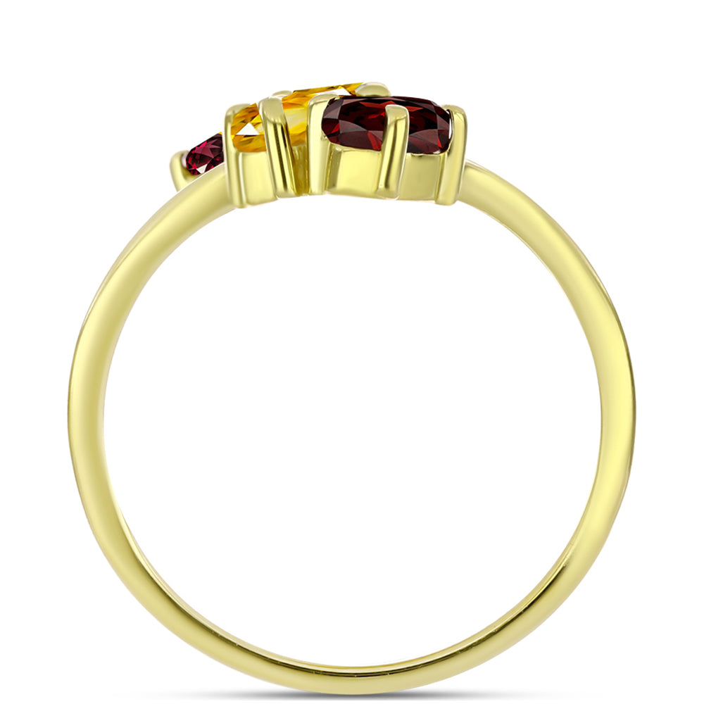 Anillo de Plata Bañada en Oro con Amatista de Marruecos y Citrino de los Montes Urales 2 