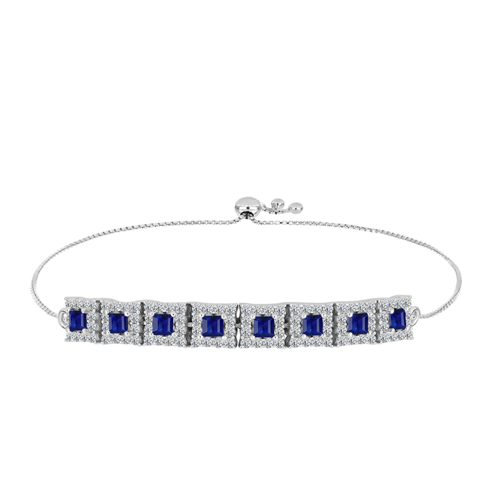 Pulsera de Plata con Zafiro Azul Australiano y Topacio Blanco