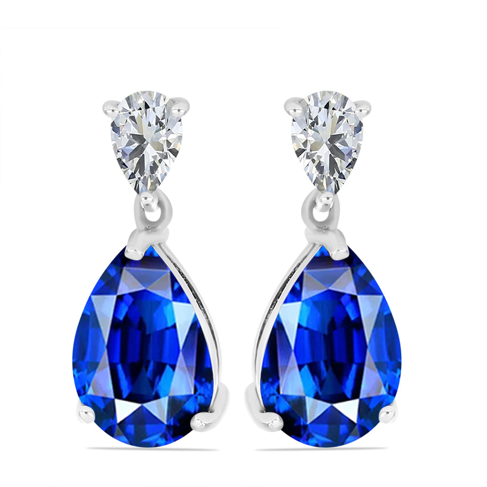 Pendientes de Plata con Zafiro Azul Australiano y Topacio Blanco
