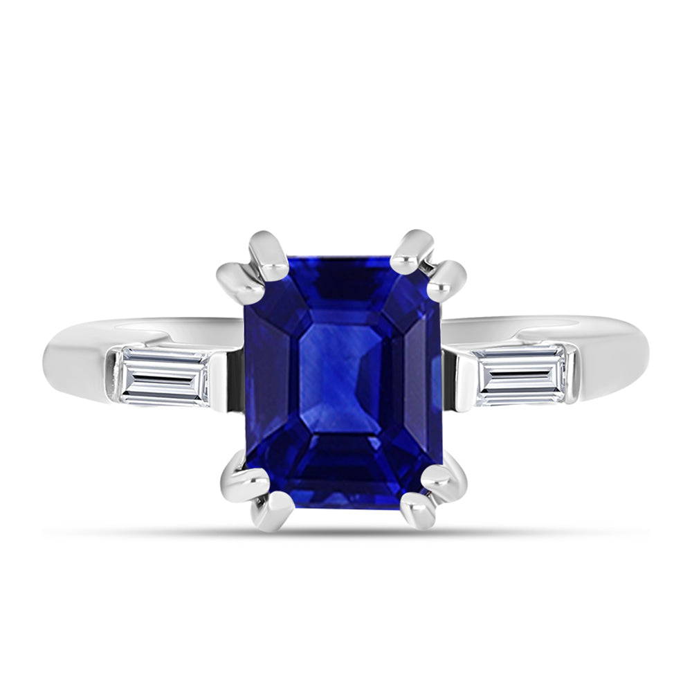 Anillo de Plata con Zafiro Azul Australiano y Topacio Blanco 1 