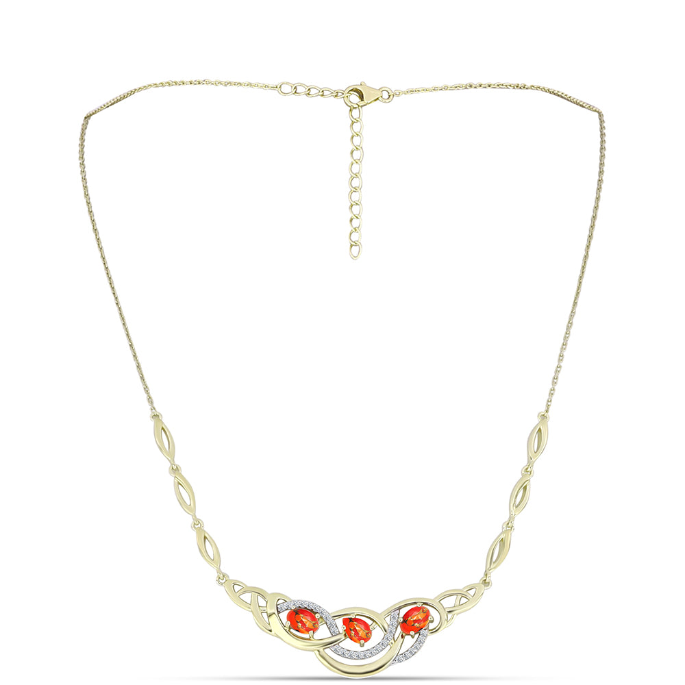 Collar de Plata Bañada en Oro con Turquesa de Mohave y Topacio Blanco