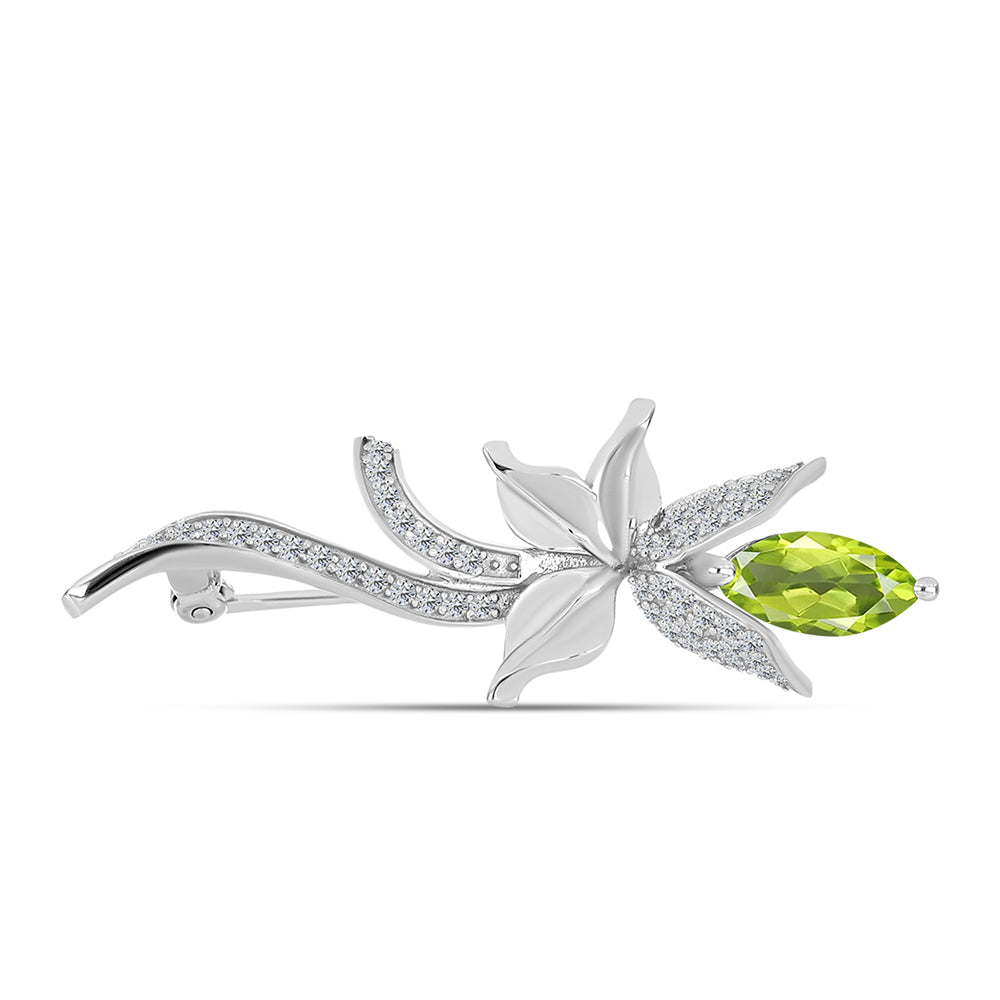 Broche de Plata con Peridoto de Changbai y Topacio Blanco 1 