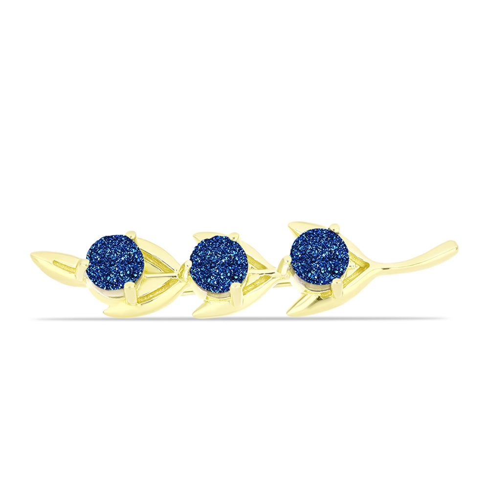 Broche de Plata Bañada en Oro con Drusa Azul 1 