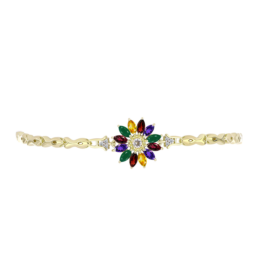 Pulsera de Plata Bañada en Oro con Amatista de Marruecos y Citrino de los Montes Urales