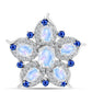 Broche de Plata con Zafiro Azul Australiano y Piedra Lunar Arco Iris