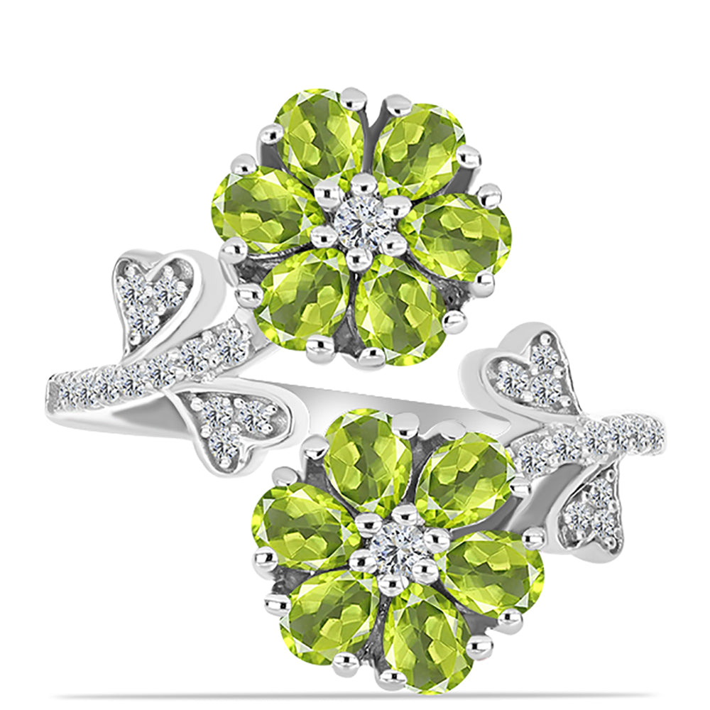 Anillo de Plata con Peridoto de Changbai y Topacio Blanco 1 