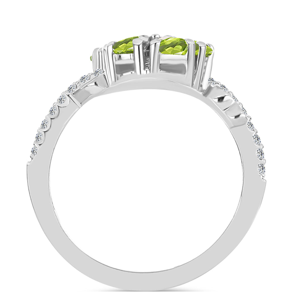Anillo de Plata con Peridoto de Changbai y Topacio Blanco 2 
