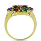 Anillo de Plata Bañada en Oro con Amatista de Marruecos y Ágata Verde