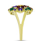 Anillo de Plata Bañada en Oro con Amatista de Marruecos y Ágata Verde