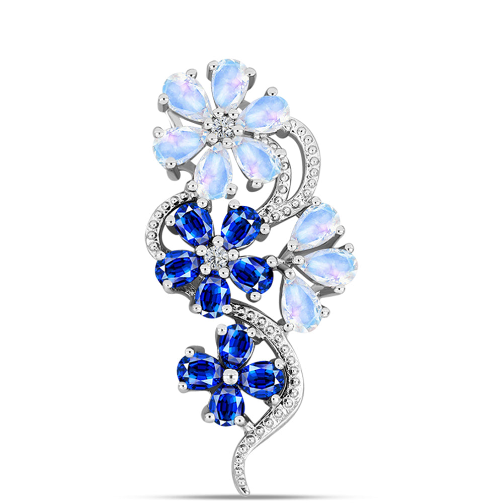 Colgante de Plata con Zafiro Azul Australiano y Piedra Lunar Arco Iris 1 