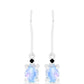 Pendientes de Plata con Zafiro Azul Australiano y Piedra Lunar Arco Iris