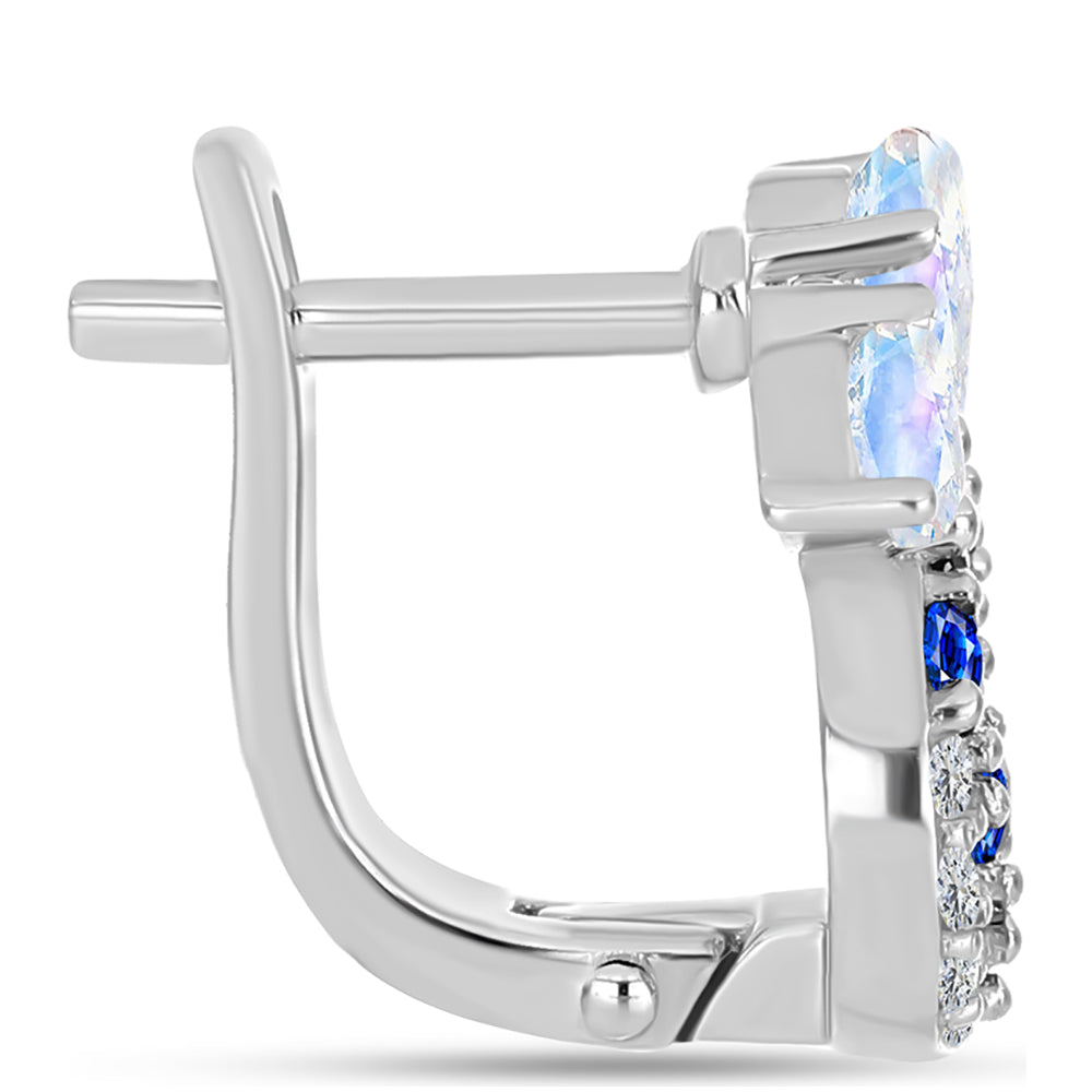 Pendientes de Plata con Zafiro Azul Australiano y Piedra Lunar Arco Iris 2 
