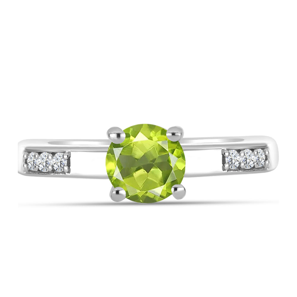 Anillo de Plata con Peridoto de Changbai y Topacio Blanco
