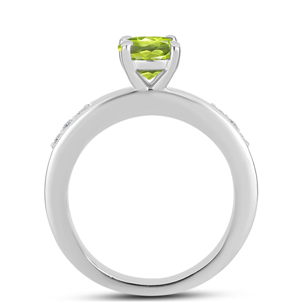 Anillo de Plata con Peridoto de Changbai y Topacio Blanco 2 