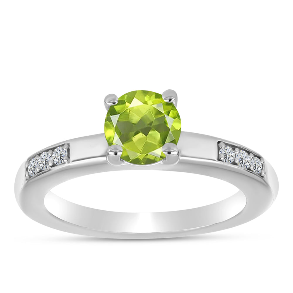 Anillo de Plata con Peridoto de Changbai y Topacio Blanco