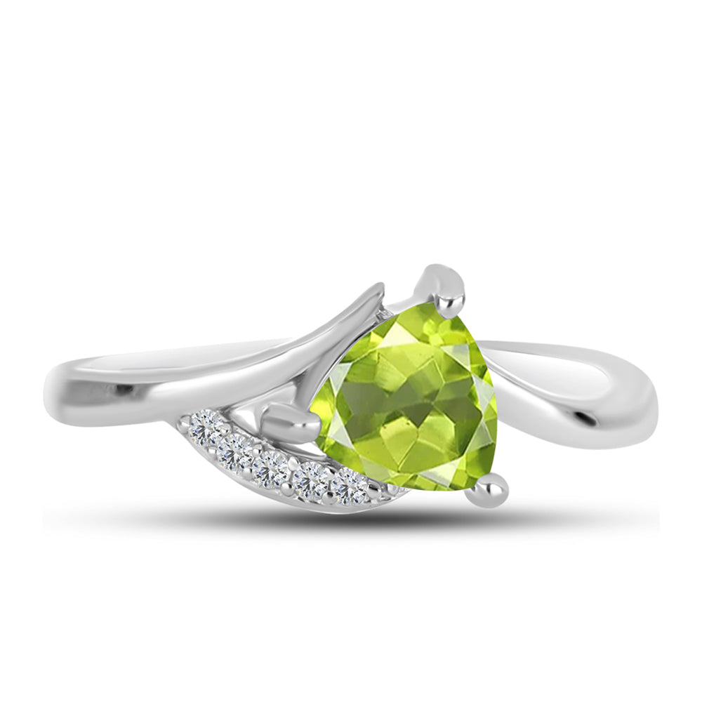 Anillo de Plata con Peridoto de Changbai y Topacio Blanco 1 