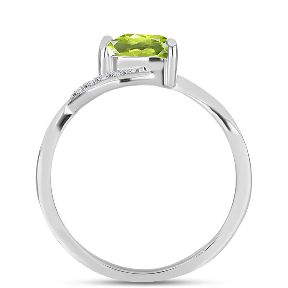 Anillo de Plata con Peridoto de Changbai y Topacio Blanco 2 
