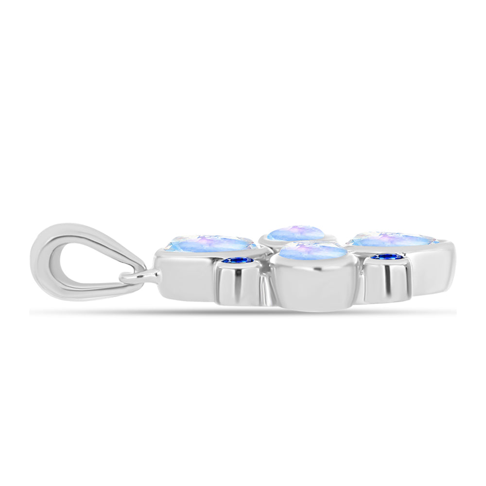 Colgante de Plata con Zafiro Azul Australiano y Piedra Lunar Arco Iris 2 