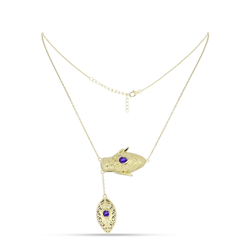 Collar de Plata Bañada en Oro con Amatista de Marruecos