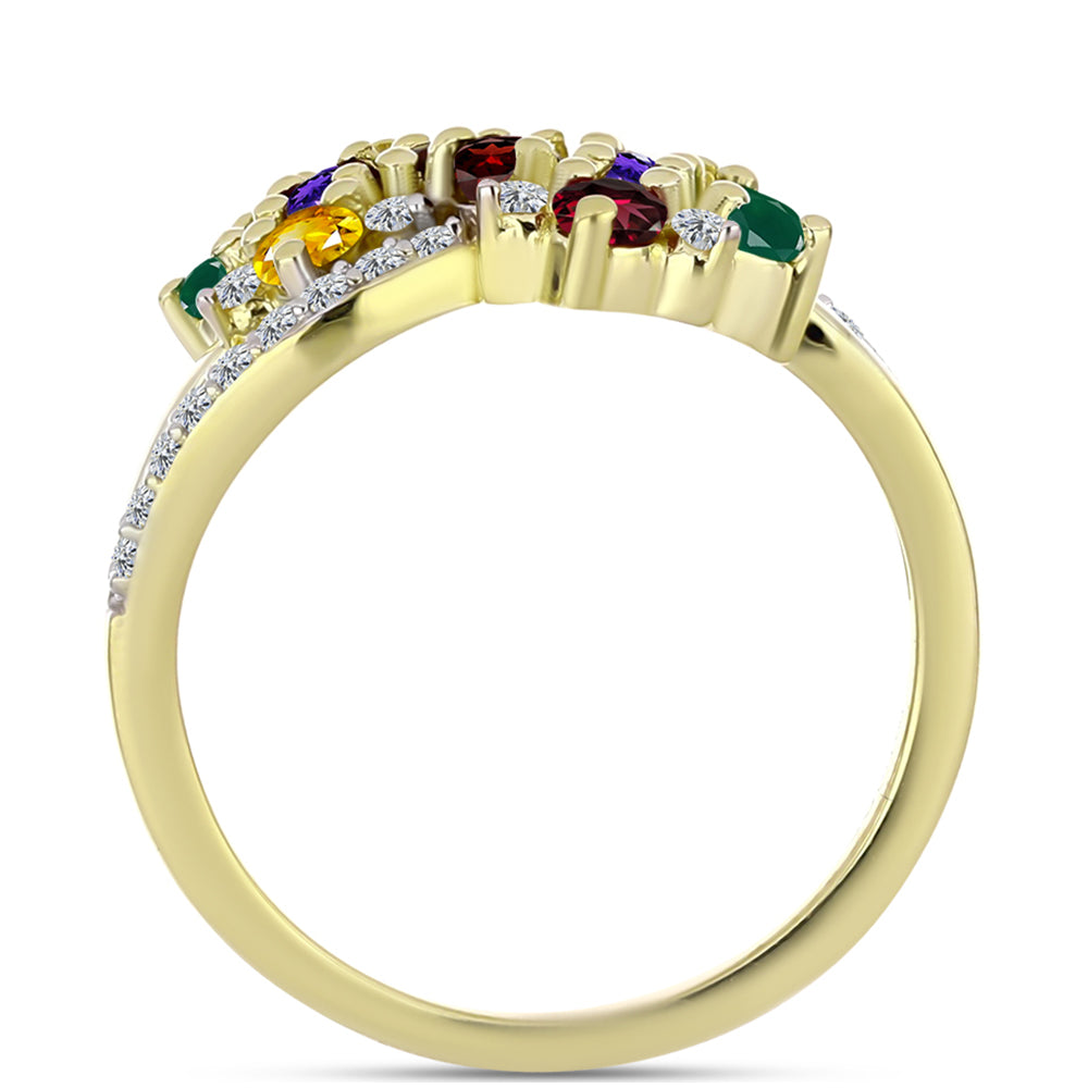 Anillo de Plata Bañada en Oro con Amatista de Marruecos y Citrino de los Montes Urales 2 