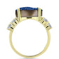 Anillo de Plata Bañada en Oro con Drusa Azul y Topacio Blanco