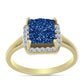 Anillo de Plata Bañada en Oro con Drusa Azul y Topacio Blanco