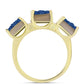Anillo de Plata Bañada en Oro con Drusa Azul y Topacio Blanco