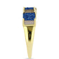Anillo de Plata Bañada en Oro con Drusa Azul y Topacio Blanco