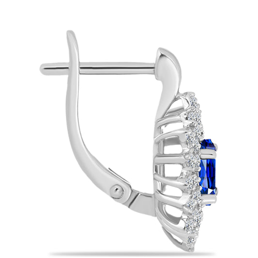 Pendientes de Plata con Zafiro Azul Australiano y Topacio Blanco