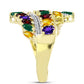 Anillo de Plata Bañada en Oro con Amatista de Marruecos y Citrino de los Montes Urales