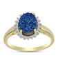 Anillo de Plata Bañada en Oro con Drusa Azul y Topacio Blanco