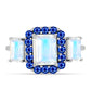 Anillo de Plata con Zafiro Azul Australiano y Piedra Lunar Arco Iris