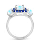Anillo de Plata con Zafiro Azul Australiano y Piedra Lunar Arco Iris
