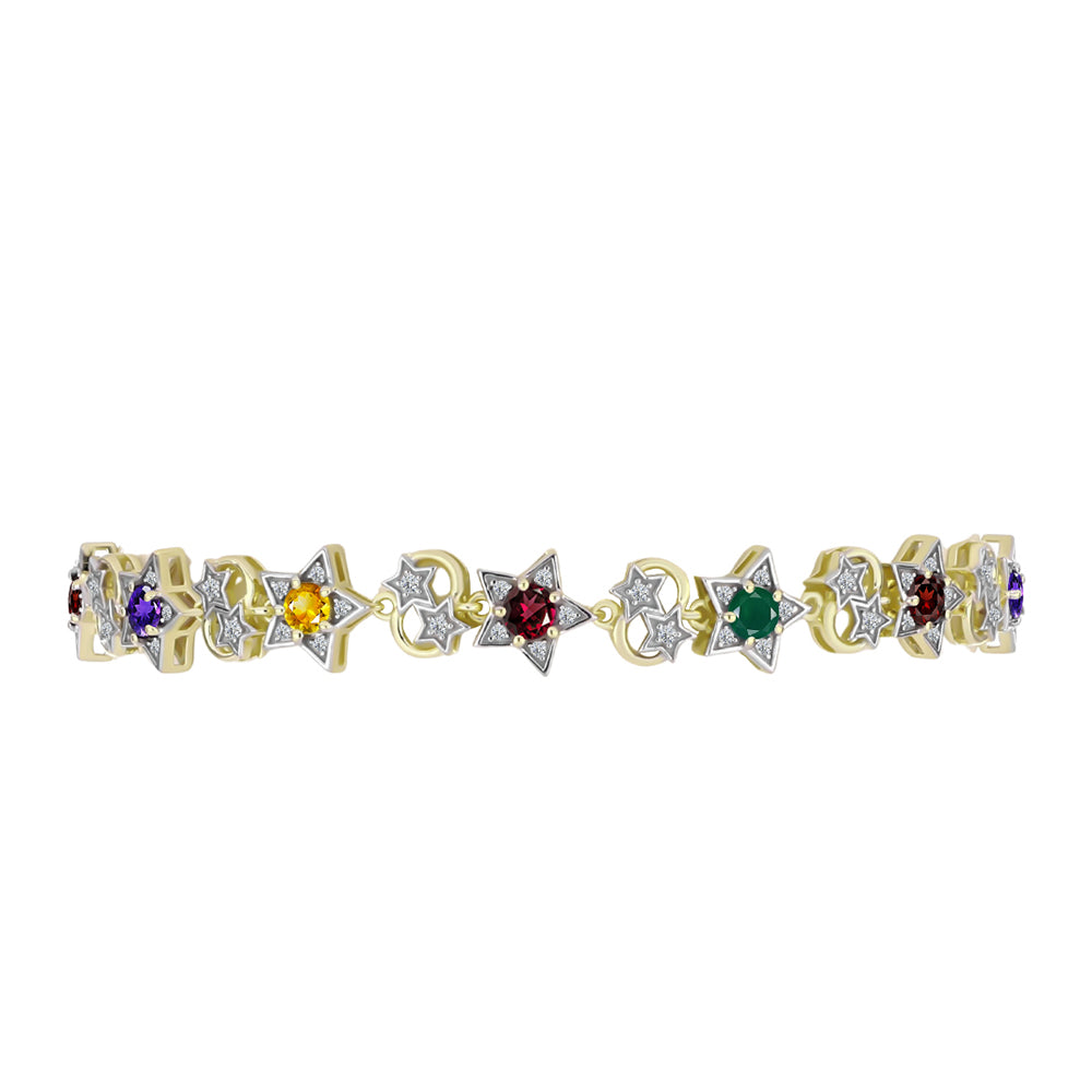 Pulsera de Plata Bañada en Oro con Amatista de Marruecos y Citrino de los Montes Urales 2 