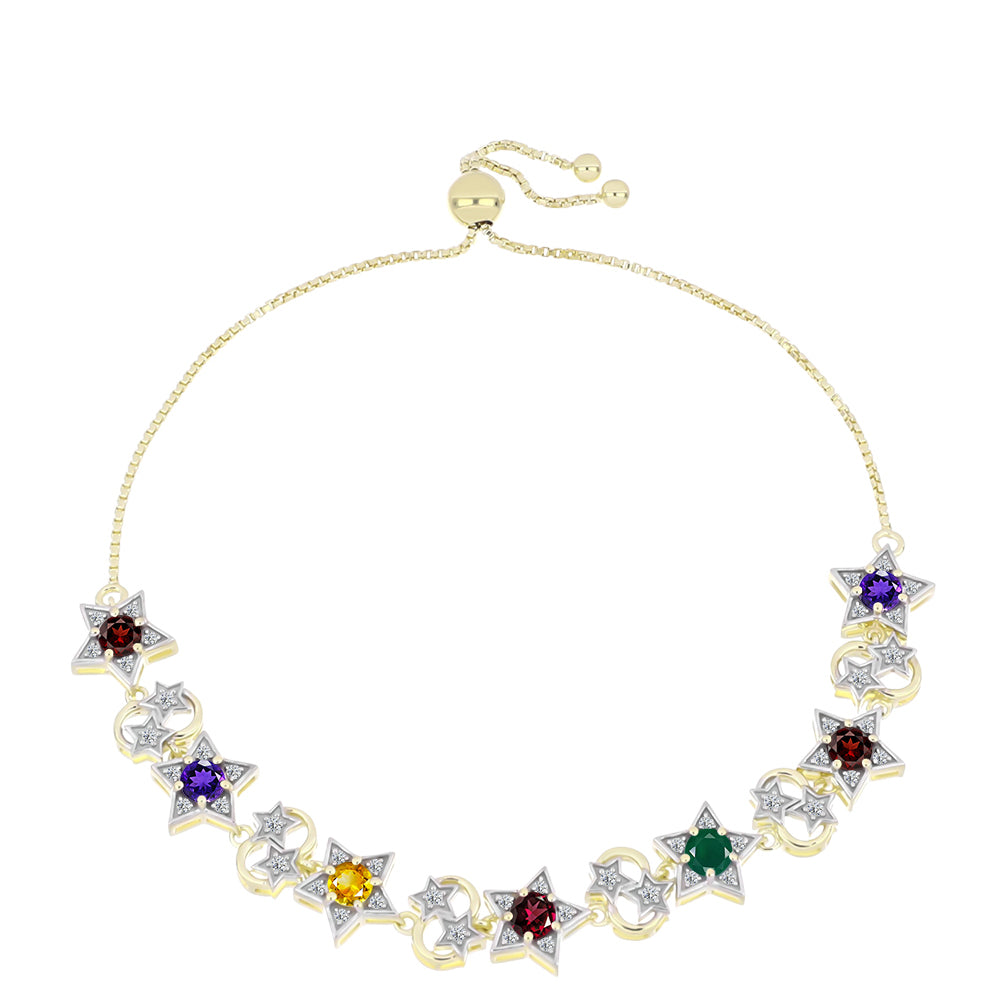 Pulsera de Plata Bañada en Oro con Amatista de Marruecos y Citrino de los Montes Urales 1 
