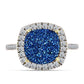 Anillo de Plata Bañada en Oro con Drusa Azul y Topacio Blanco