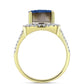 Anillo de Plata Bañada en Oro con Drusa Azul y Topacio Blanco