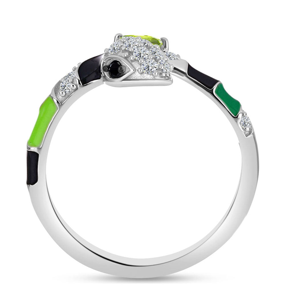 Anillo de Plata con Peridoto de Changbai y Espinela Negra 3 