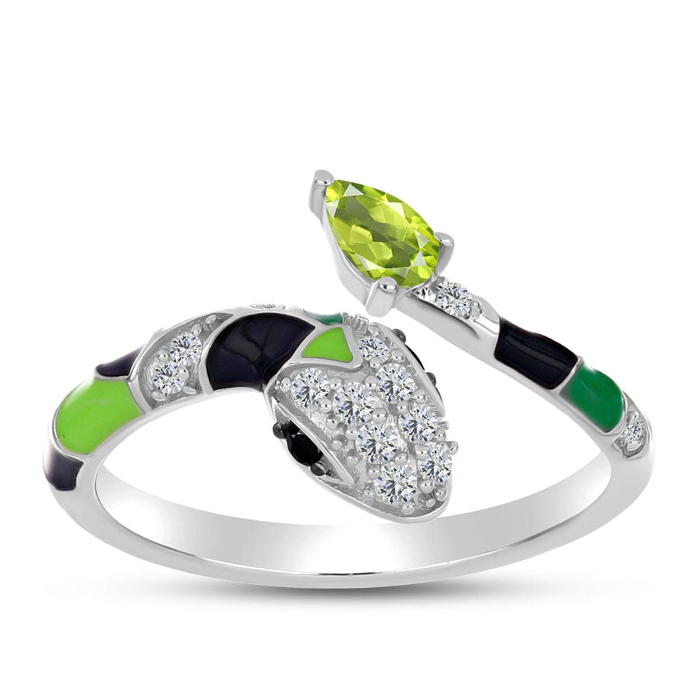 Anillo de Plata con Peridoto de Changbai y Espinela Negra 1 