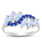Anillo de Plata con Zafiro Azul Australiano y Piedra Lunar Arco Iris