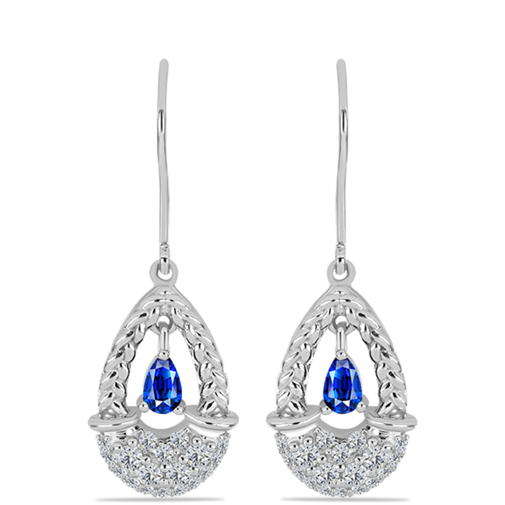 Pendientes de Plata con Zafiro Azul Australiano y Topacio Blanco