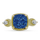 Anillo de Plata Bañada en Oro con Drusa Azul y Topacio Blanco