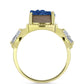 Anillo de Plata Bañada en Oro con Drusa Azul y Topacio Blanco