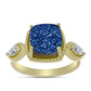 Anillo de Plata Bañada en Oro con Drusa Azul y Topacio Blanco