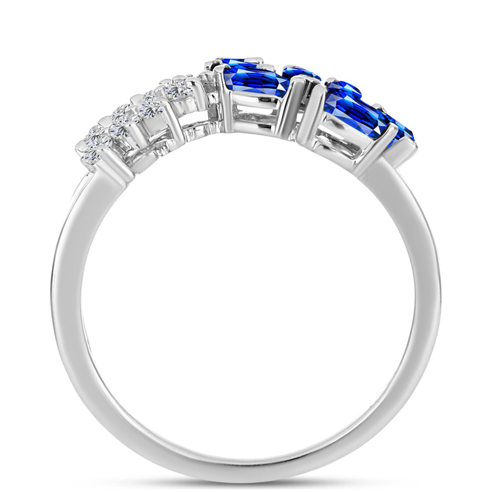 Anillo de Plata con Zafiro Azul Australiano y Topacio Blanco